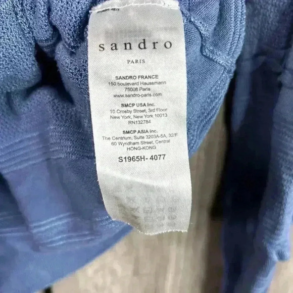 Sandro Paris Sweater Pullover Blue Round Neck Long Sleeve - Picture 3 of 8